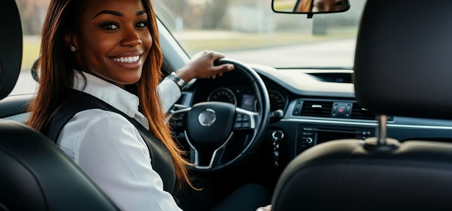 Woman in car - Car owner financing